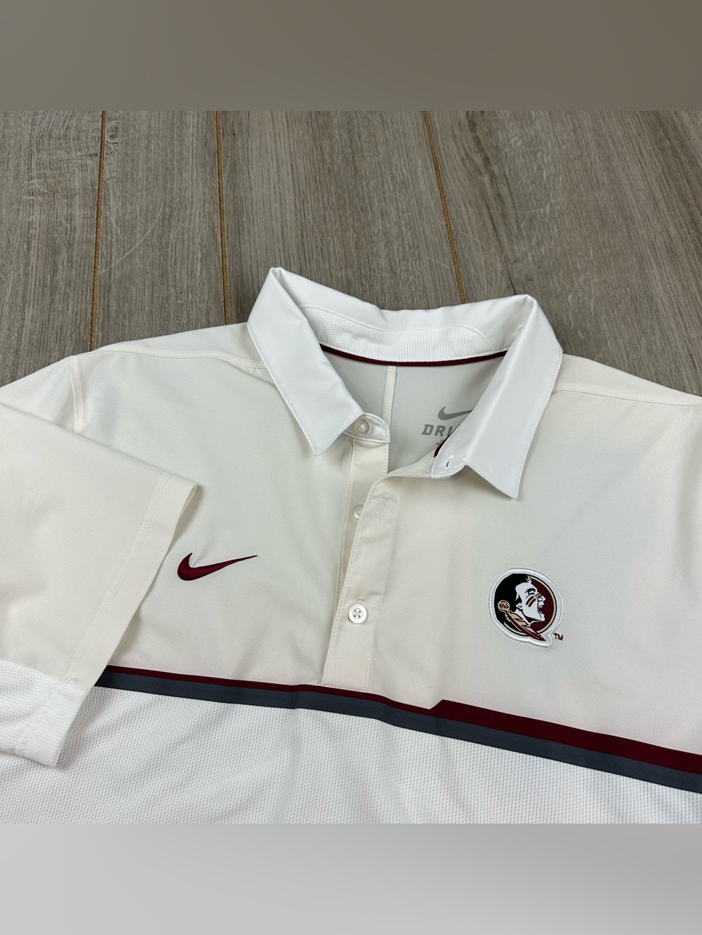 Nike Florida State Seminoles Polo Shirt Mens L White Ivory